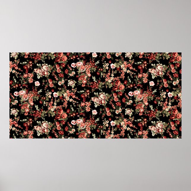 Blume Muster. Nahtloser blumiger Hintergrund. Poster (Vorne)