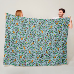Blume Muster orange Schwenken Berry auf Aquamarin Fleecedecke