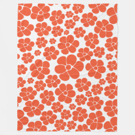 Blume Muster - Orange und Weiß Fleecedecke