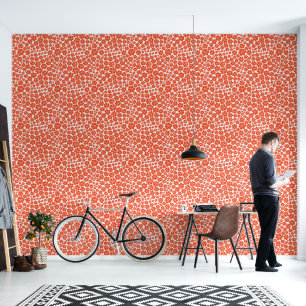 Blume Muster - Orange und Weiß Tapete