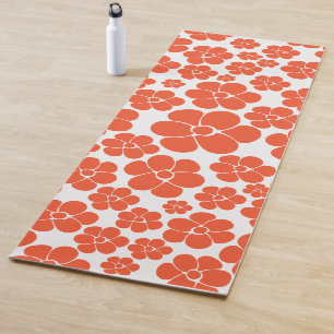 Blume Muster - Orange und Weiß Yogamatte