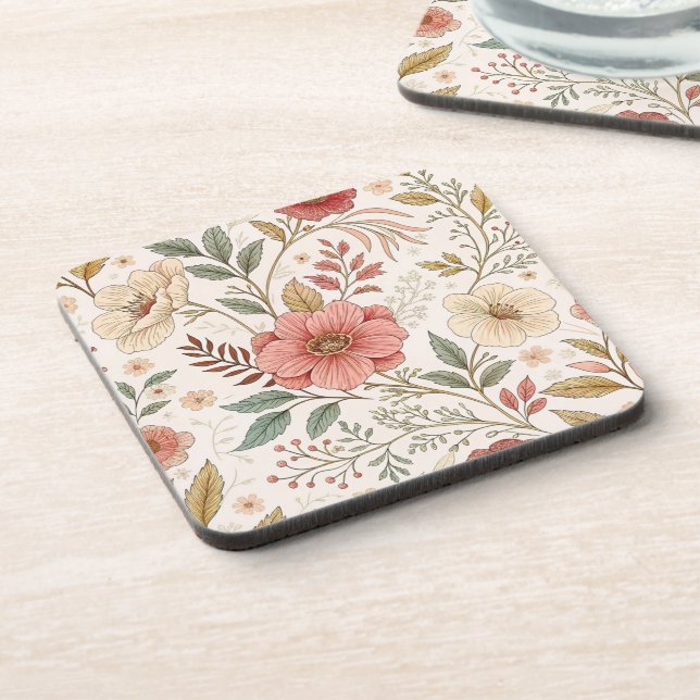 Blume Muster Pastel Color Mama Getränkeuntersetzer (Linke Seite)