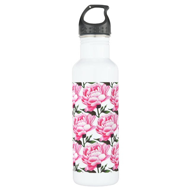 Blume-Muster Pen Zeichnend Wasserflasche Edelstahlflasche (Vorderseite)