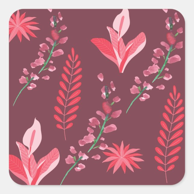 Blume Muster. Quadratischer Aufkleber (Vorderseite)