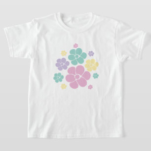Blume Muster - Rosa, Gelb, Lila und Grün T-Shirt