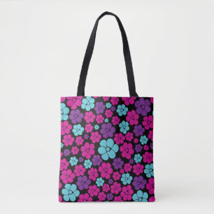Blume Muster - Rosa, Lila, Blau und Schwarz