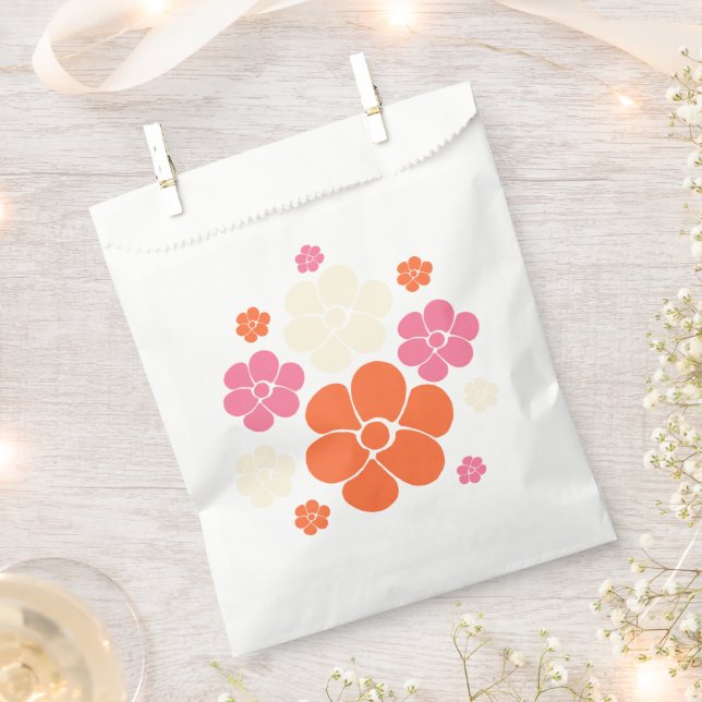 Blume Muster - Rosa, orange und creme Geschenktütchen (Ausgeschnitten)