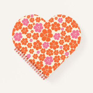 Blume Muster - Rosa, orange und creme Notizbuch