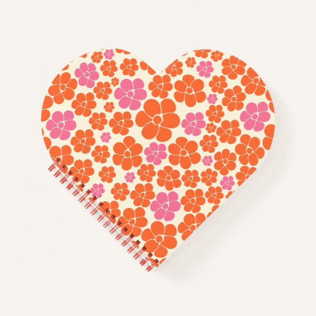 Blume Muster - Rosa, orange und creme Notizbuch (Vorderseite)