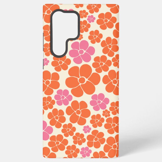Blume Muster - Rosa, orange und creme Samsung Galaxy Hülle (Rückseite)