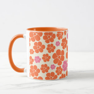 Blume Muster - Rosa, orange und creme Tasse