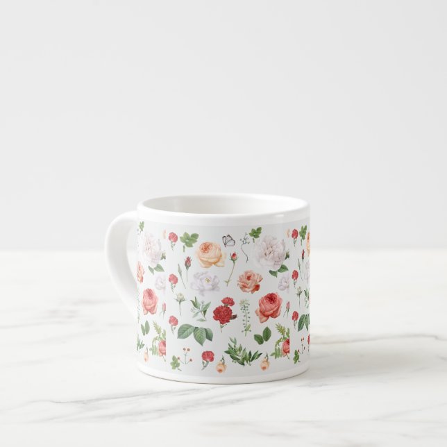 Blume Muster, Rose Espressotasse (Vorderseite Links)