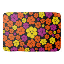 Blume Muster - Schwarz, Rosa, Orange und Gelb