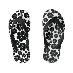 Blume Muster - Schwarz und Weiß Kinderbadesandalen