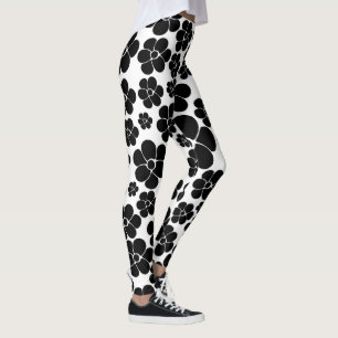Blume Muster - Schwarz und Weiß Leggings