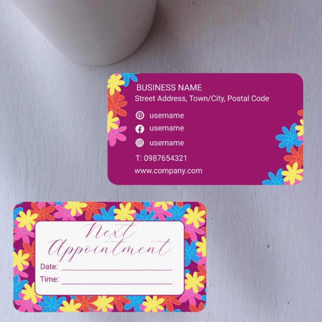 BLUME MUSTER SOZIALMEDIEN NÄCHSTE ERNENNUNGskarte Visitenkarte (Von Creator hochgeladen)