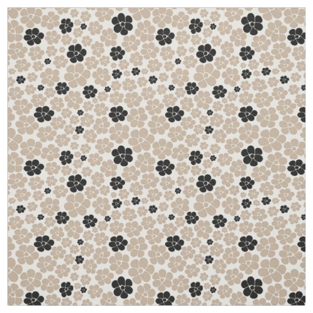 Blume Muster - Taupe, Schwarz und Weiß Stoff (Muster)