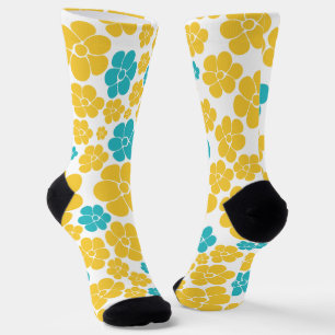 Blume Muster - Türkis und Gelb Socken