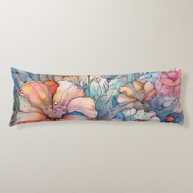 Blume Muster Wasserfarbe Seitenschläferkissen (Vorderseite)