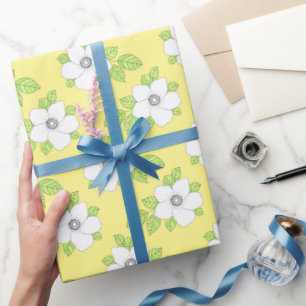 Blume-Musterpapier für handgezeichnete Anemone Geschenkpapier