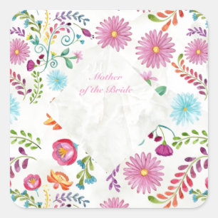 Blume Mutter eines Brautgeschenks - individuell an Quadratischer Aufkleber