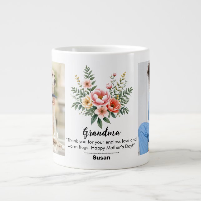 Blume-Muttertag Granma Gift Jumbo Jumbo-Tasse (Vorderseite)
