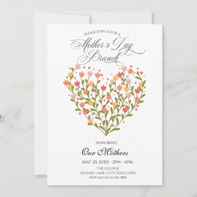 Blume Muttertagsbrunch Einladung (Vorderseite)