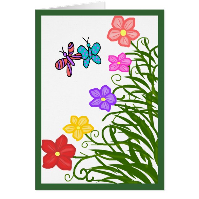 Blume N Schmetterlinge leere Karte (Vorne)