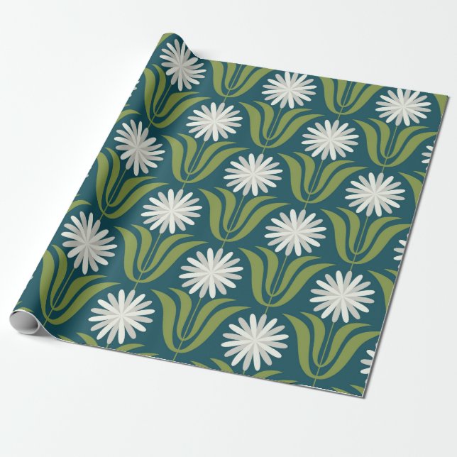 Blume nahtlos Muster Design. skandinavischer Stil Geschenkpapier (Ungerollt)