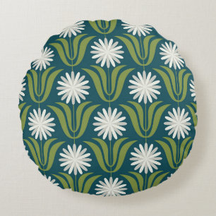 Blume nahtlos Muster Design. skandinavischer Stil Rundes Kissen