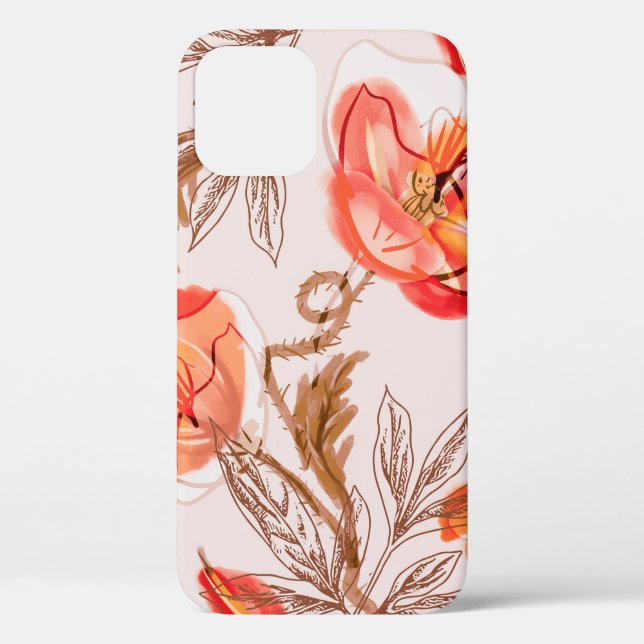Blume Nahtloses Muster auf Beige Backgr Case-Mate iPhone Hülle (Rückseite)