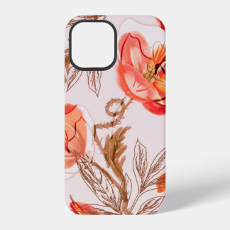 Blume Nahtloses Muster auf Beige Backgr iPhone 12 Hülle