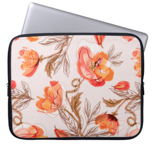 Blume Nahtloses Muster auf Beige Backgr Laptopschutzhülle