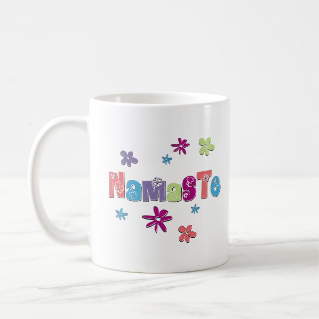 Blume Namaste Yoga Shirt Kaffeetasse (Links)