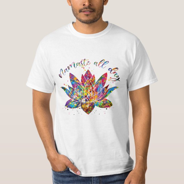 Blume Namaste Yoga Wasserfarbe T-Shirt (Vorderseite)