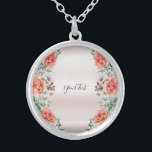 Blume Necklace Versilberte Kette<br><div class="desc">Beautiful Watercolor Peony Blume Necklace</div>
