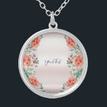 Blume Necklace Versilberte Kette<br><div class="desc">Beautiful Watercolor Peony Blume Necklace</div>