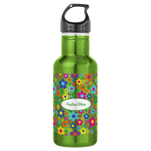 Blume Niedlich Kinder Wasserflasche mit dem Namen  (Vorderseite)