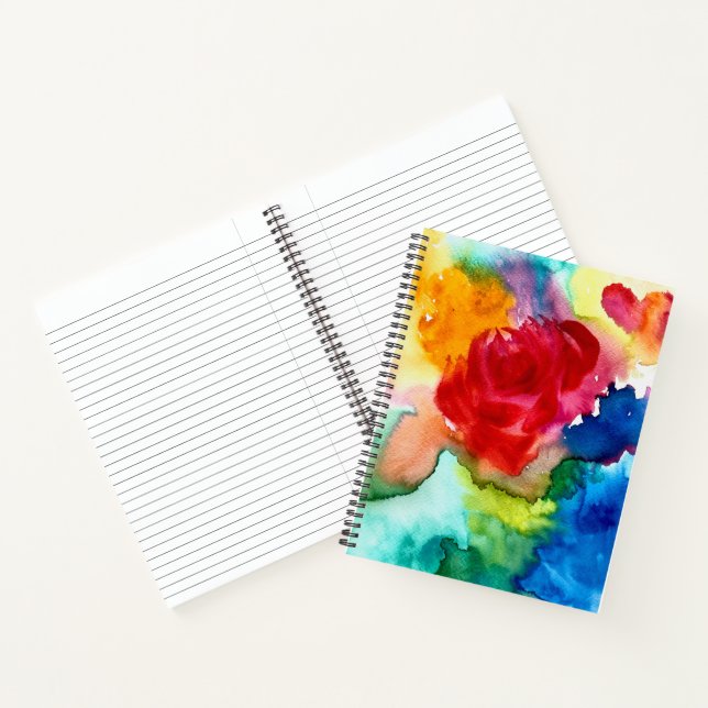 Blume-Notebook mit Aquarellfarbe Rosa Notizbuch (Innenseite)