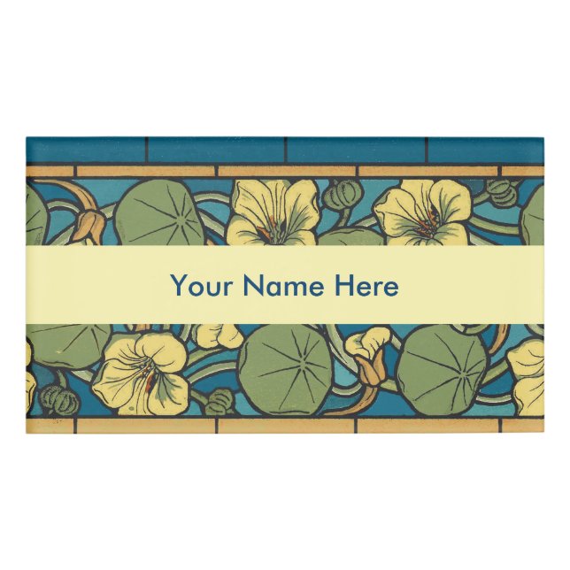 Blume Nouveau Pattern Namenschild (Vorderseite)