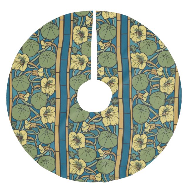 Blume Nouveau Pattern Polyester Weihnachtsbaumdecke (Vorderseite)