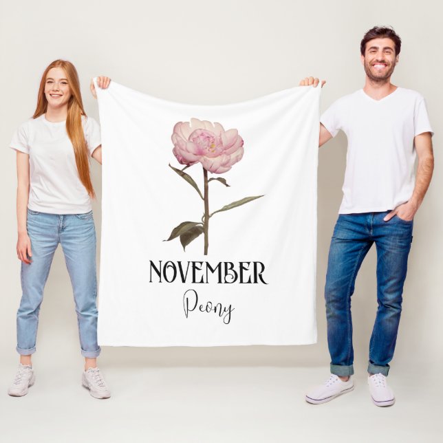 Blume NOVEMBER Geburtstag Peony Pink Fleecedecke (Beispiel)