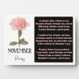 Blume NOVEMBER Geburtstag Peony Pink Fotoplatte