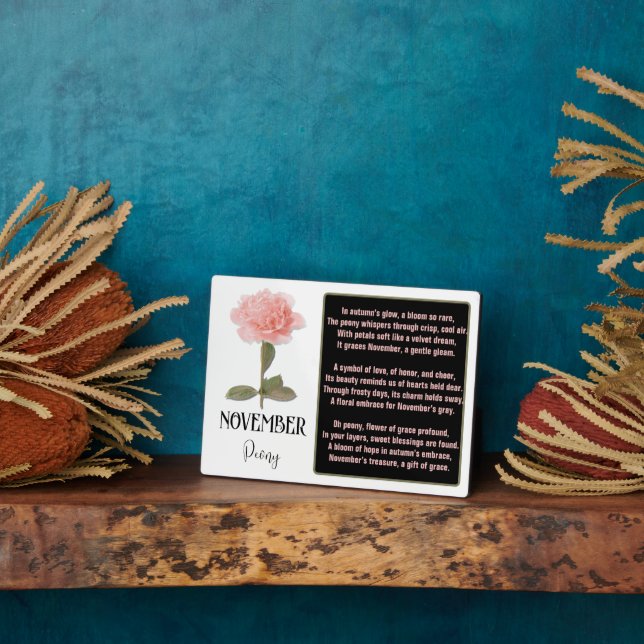 Blume NOVEMBER Geburtstag Peony Pink Fotoplatte (Seite)
