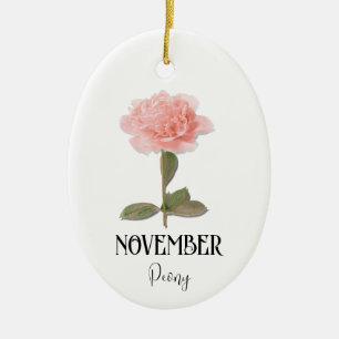 Blume NOVEMBER Geburtstag Peony Pink Keramik Ornament