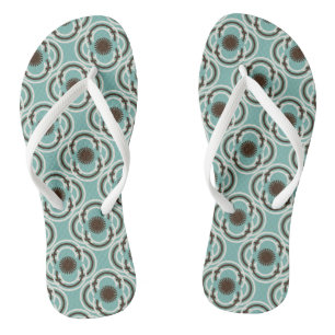 Blume oder Augen - türkis und braun Flip Flops