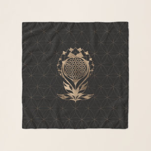 Blume of Life Lotus - Schwarz und Gold Schal