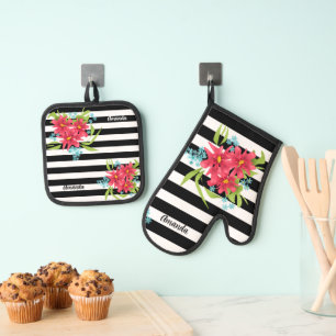 Blume Ofenhandschuh & Topflappen-Set