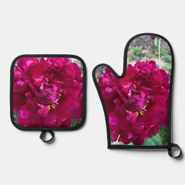 Blume Ofenhandschuh & Topflappen-Set (Vorderseite)