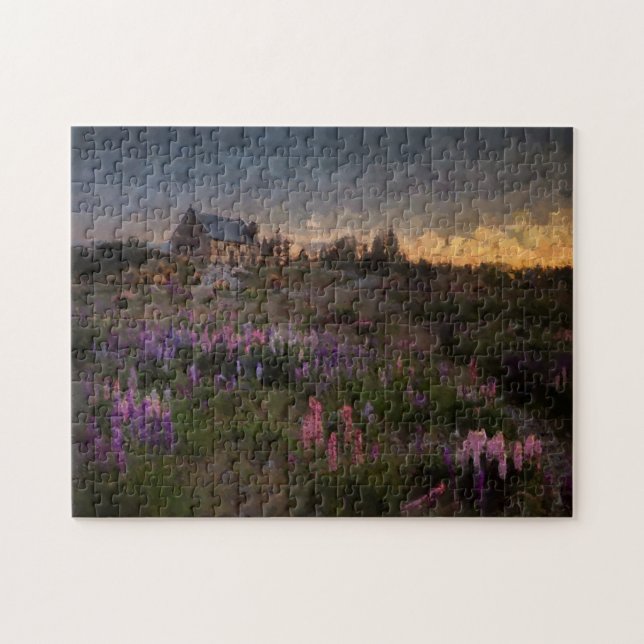Blume Ölgemälde Landschaft Hübsch Puzzle (Horizontal)